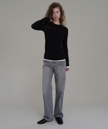 Brush washed denim (gray)
