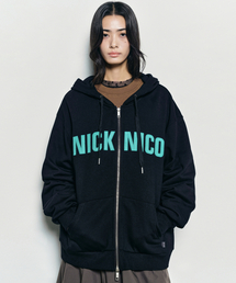 NICOLE PATCH WARM HOOD ZIP UP_BLACK