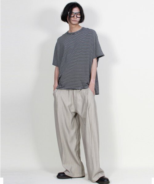 DEMARC(ドゥマーク)の「ストライプワイドツーピンタックパンツベージュ(その他パンツ・メンズ・その他・MEDIUM/LARGE)」の1枚目の写真