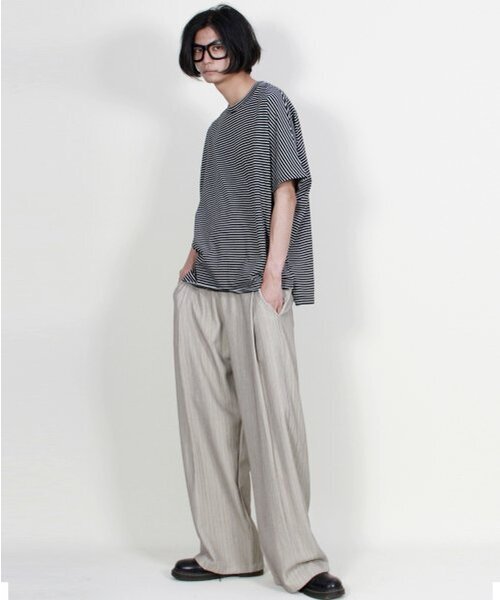 DEMARC(ドゥマーク)の「ストライプワイドツーピンタックパンツベージュ(その他パンツ・メンズ・その他・MEDIUM/LARGE)」の3枚目の写真