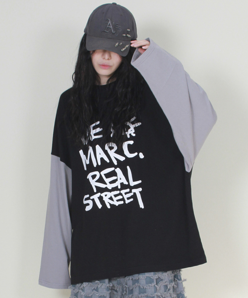 DEMARC(ドゥマーク)の「オーバーサイズリアルストリートテキスト長袖Tシャツブラック(Tシャツ/カットソー・レディース・その他・MEDIUM/LARGE)」の1枚目の写真