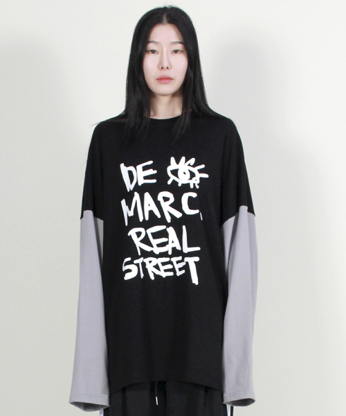 DEMARC(ドゥマーク)の「オーバーサイズリアルストリートテキスト長袖Tシャツブラック(Tシャツ/カットソー・レディース・その他・MEDIUM/LARGE)」の2枚目の写真