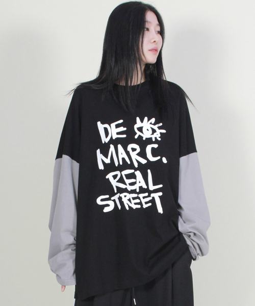 DEMARC(ドゥマーク)の「オーバーサイズリアルストリートテキスト長袖Tシャツブラック(Tシャツ/カットソー・レディース・その他・MEDIUM/LARGE)」の3枚目の写真
