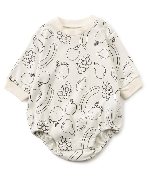 Ampersand(アンパサンド)の「フルーツ柄ボディスーツ(ロンパース・キッズ・ミント/アイボリー・70/60/80)」の1枚目の写真