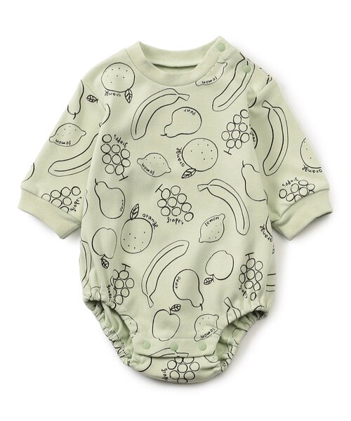 Ampersand(アンパサンド)の「フルーツ柄ボディスーツ(ロンパース・キッズ・ミント/アイボリー・70/60/80)」の2枚目の写真