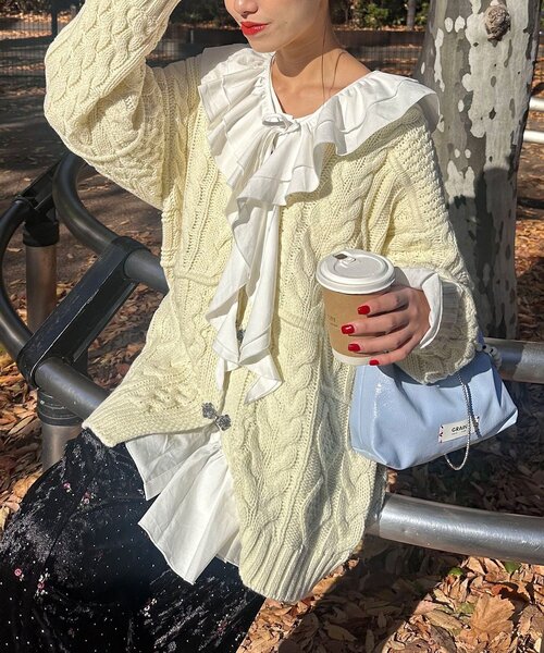 パッチワークチロリアンケーブルカーディガン（カーディガン/ボレロ