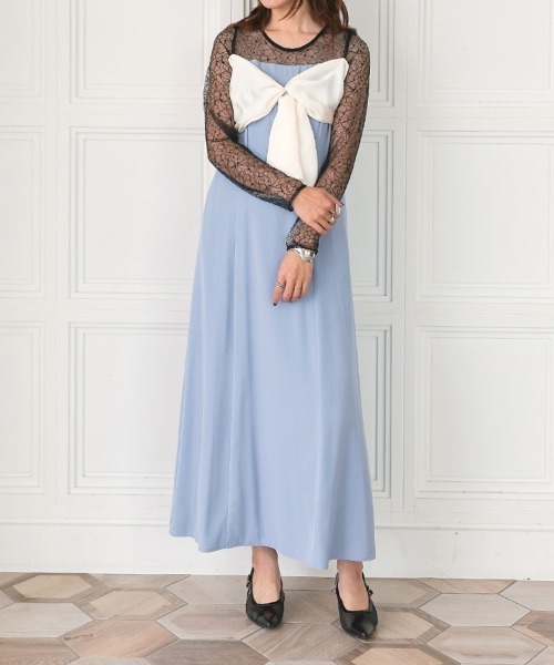 週末限定値下げ‼️DONOBAN ANDRESD オケージョン　パーティー　ドレス DONOBAN（ドノバン） ドレス 「ANDRESD」key neck embroidery dress