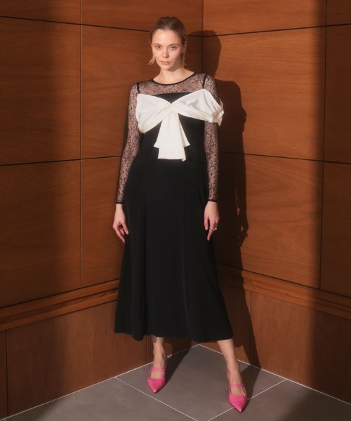 週末限定値下げ‼️DONOBAN ANDRESD オケージョン　パーティー　ドレス セール】【ANDRESD】big ribbon dress 結婚式 パーティードレス