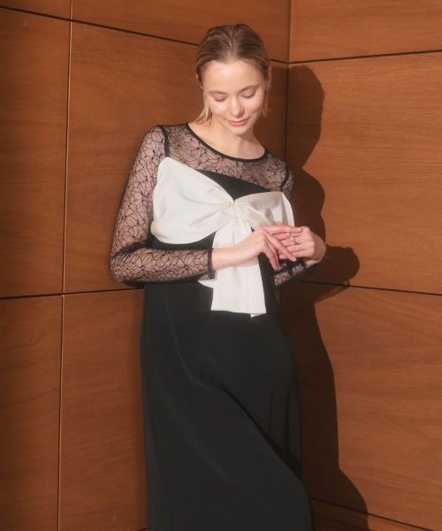 DONOBAN(ドノバン)の「【ANDRESD】big ribbon dress 結婚式 パーティードレス オケージョンドレス お呼ばれ 二次会 成人式 同窓会(ドレス・レディース・ブラック/ブルー・M/S/L)」の5枚目の写真