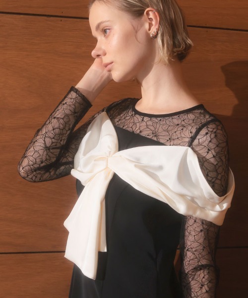 DONOBAN(ドノバン)の「【ANDRESD】big ribbon dress 結婚式 パーティードレス オケージョンドレス お呼ばれ 二次会 成人式 同窓会(ドレス・レディース・ブラック/ブルー・M/S/L)」の6枚目の写真