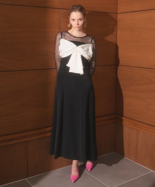 セール】【ANDRESD】big ribbon dress 結婚式 パーティードレス