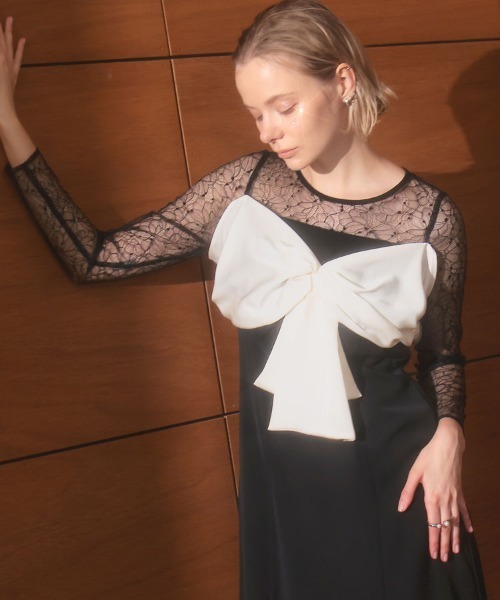 DONOBAN(ドノバン)の「【ANDRESD】big ribbon dress 結婚式 パーティードレス オケージョンドレス お呼ばれ 二次会 成人式 同窓会(ドレス・レディース・ブラック/ブルー・M/S/L)」の10枚目の写真