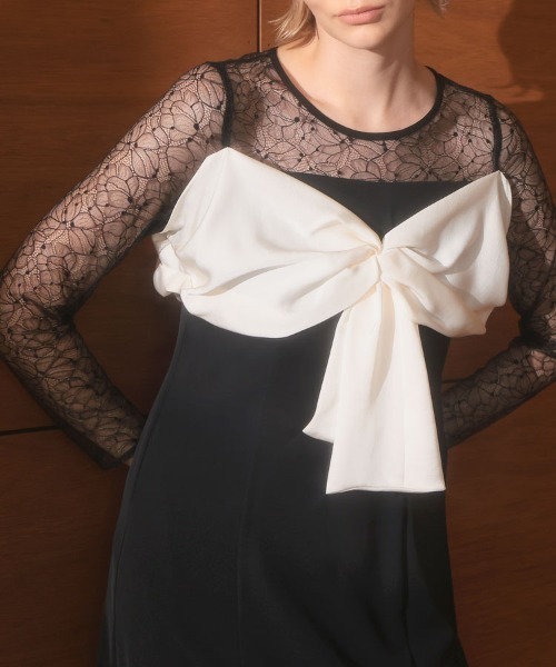 セール】【ANDRESD】big ribbon dress 結婚式 パーティードレス