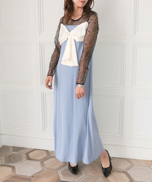 セール】【ANDRESD】big ribbon dress 結婚式 パーティードレス