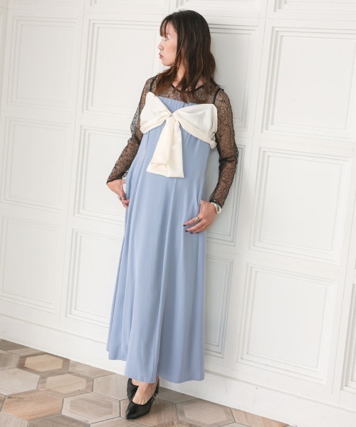 セール】【ANDRESD】big ribbon dress 結婚式 パーティードレス