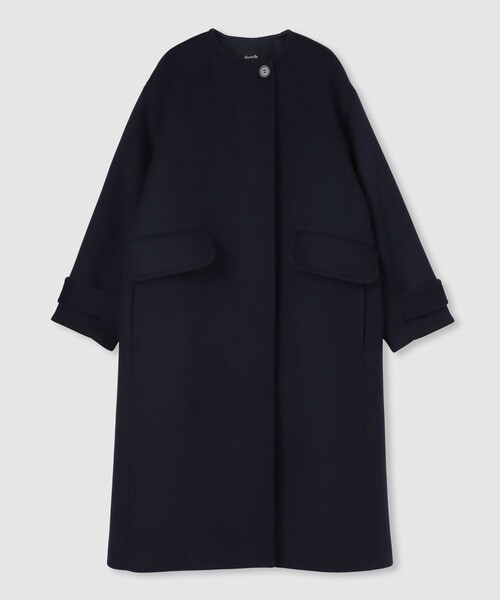 セール】Wビーバーノーカラーコクーンコート（ノーカラーコート