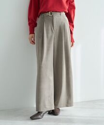 ベルテッドカルゼ起毛ワイドパンツ