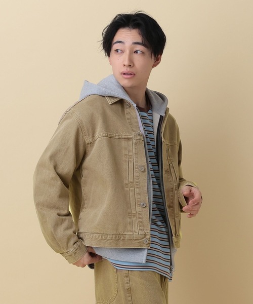 RAGEBLUE(レイジブルー)の「12OZデニム/トラッカージャケット【セットアップ対応】(デニムジャケット・メンズ・ライトブルー/ブラック/ネイビー/ベージュ・LARGE/MEDIUM)」の3枚目の写真