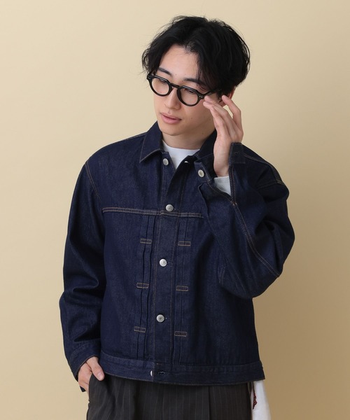 RAGEBLUE(レイジブルー)の「12OZデニム/トラッカージャケット【セットアップ対応】(デニムジャケット・メンズ・ライトブルー/ブラック/ネイビー/ベージュ・LARGE/MEDIUM)」の1枚目の写真