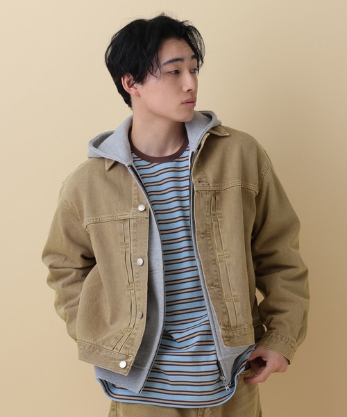 RAGEBLUE(レイジブルー)の「12OZデニム/トラッカージャケット【セットアップ対応】(デニムジャケット・メンズ・ライトブルー/ブラック/ネイビー/ベージュ・LARGE/MEDIUM)」の16枚目の写真