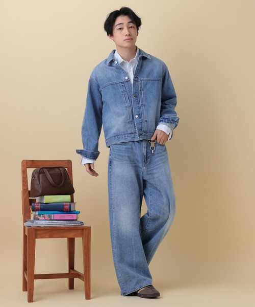 RAGEBLUE(レイジブルー)の「12OZデニム/トラッカージャケット【セットアップ対応】(デニムジャケット・メンズ・ライトブルー/ブラック/ネイビー/ベージュ・LARGE/MEDIUM)」の17枚目の写真