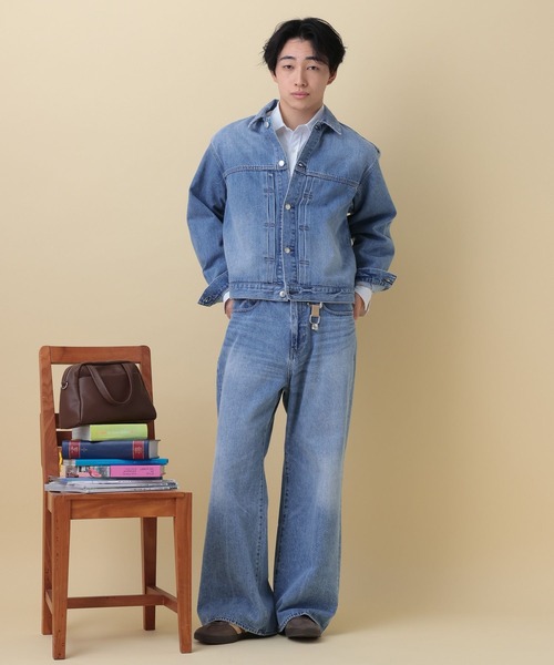 RAGEBLUE(レイジブルー)の「12OZデニム/トラッカージャケット【セットアップ対応】(デニムジャケット・メンズ・ライトブルー/ブラック/ネイビー/ベージュ・LARGE/MEDIUM)」の18枚目の写真