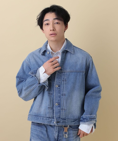 RAGEBLUE(レイジブルー)の「12OZデニム/トラッカージャケット【セットアップ対応】(デニムジャケット・メンズ・ライトブルー/ブラック/ネイビー/ベージュ・LARGE/MEDIUM)」の22枚目の写真