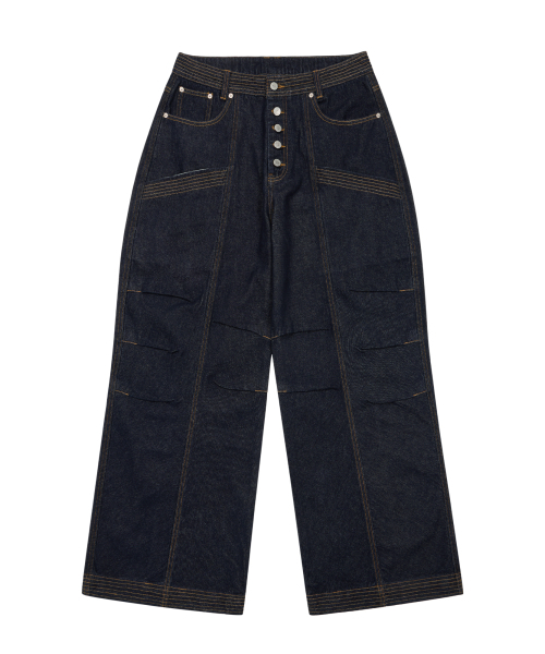 AAKAM（アーカム）の「Knee Pin-Tuck Stitched Denim Pants (Blue)（デニムパンツ・レディース・その他・1/2）」の5枚目の写真