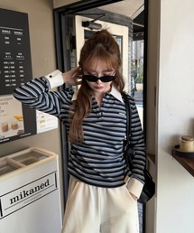 RAY CASSIN | 【新色追加 / 5色展開】マルチボーダー胸刺繍コンパクトポロ(Tシャツ/カットソー)