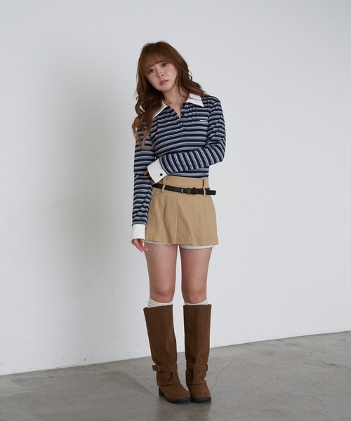 RAY CASSIN（レイカズン）の「マルチボーダー胸刺繍コンパクトポロ（Tシャツ/カットソー・レディース・ホワイト系その他2/ブラウン系その他2/グレー系その他2/ネイビー・FREE）」の16枚目の写真