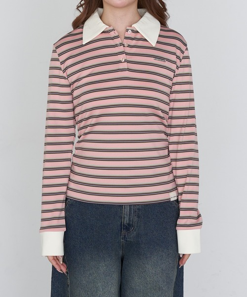 RAY CASSIN（レイカズン）の「マルチボーダー胸刺繍コンパクトポロ（Tシャツ/カットソー・レディース・ホワイト系その他2/ブラウン系その他2/グレー系その他2/ネイビー・FREE）」の15枚目の写真