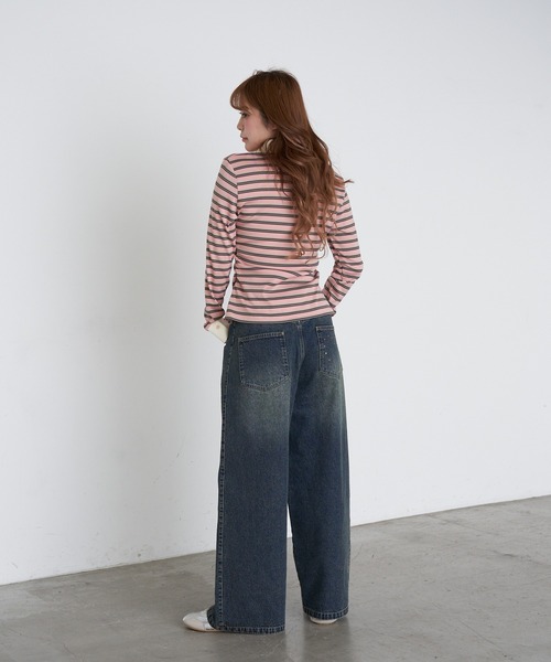 RAY CASSIN（レイカズン）の「マルチボーダー胸刺繍コンパクトポロ（Tシャツ/カットソー・レディース・ホワイト系その他2/ブラウン系その他2/グレー系その他2/ネイビー・FREE）」の11枚目の写真