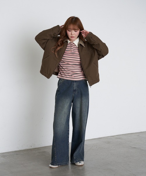 RAY CASSIN（レイカズン）の「マルチボーダー胸刺繍コンパクトポロ（Tシャツ/カットソー・レディース・ホワイト系その他2/ブラウン系その他2/グレー系その他2/ネイビー・FREE）」の14枚目の写真