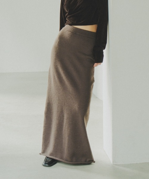 lit（リット）の「Long Knit Tight Skirt（スカート・レディース・ダークブラウン/ブラック・FREE）」の2枚目の写真