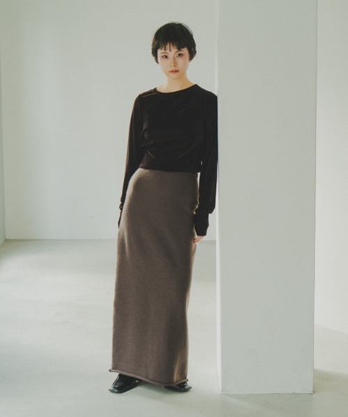 lit（リット）の「Long Knit Tight Skirt（スカート・レディース・ダークブラウン/ブラック・FREE）」の3枚目の写真