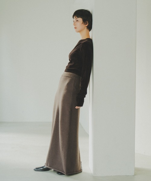 lit（リット）の「Long Knit Tight Skirt（スカート・レディース・ダークブラウン/ブラック・FREE）」の4枚目の写真