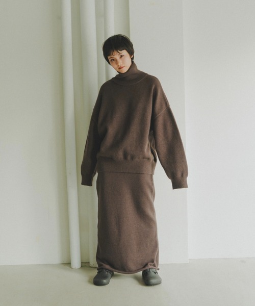 lit（リット）の「Long Knit Tight Skirt（スカート・レディース・ダークブラウン/ブラック・FREE）」の5枚目の写真