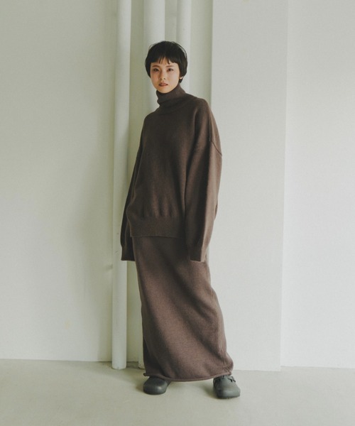 lit（リット）の「Long Knit Tight Skirt（スカート・レディース・ダークブラウン/ブラック・FREE）」の6枚目の写真