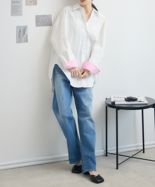 RU.TI.LE(ルチル)の「【RU.TI.LE】バイカラーカフスオーバーシャツ(シャツ/ブラウス・レディース・ブルー/ホワイト・MEDIUM)」の5枚目の写真