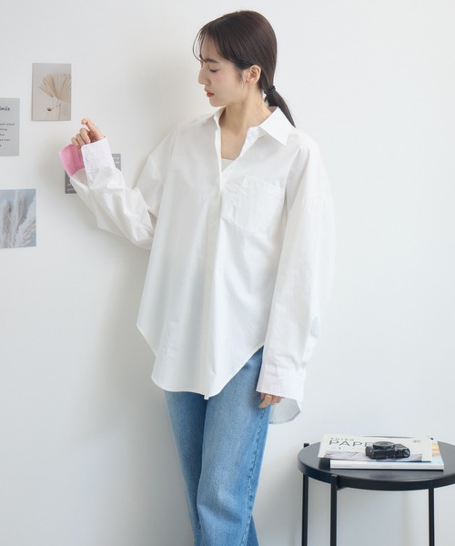 RU.TI.LE(ルチル)の「【RU.TI.LE】バイカラーカフスオーバーシャツ(シャツ/ブラウス・レディース・ブルー/ホワイト・MEDIUM)」の20枚目の写真