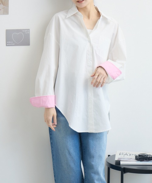 RU.TI.LE(ルチル)の「【RU.TI.LE】バイカラーカフスオーバーシャツ(シャツ/ブラウス・レディース・ブルー/ホワイト・MEDIUM)」の21枚目の写真