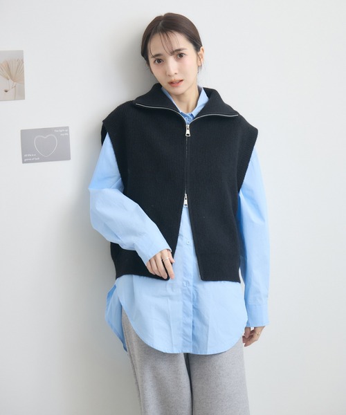 RU.TI.LE(ルチル)の「【RU.TI.LE】バイカラーカフスオーバーシャツ(シャツ/ブラウス・レディース・ブルー/ホワイト・MEDIUM)」の15枚目の写真