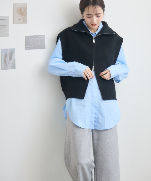 RU.TI.LE(ルチル)の「【RU.TI.LE】バイカラーカフスオーバーシャツ(シャツ/ブラウス・レディース・ブルー/ホワイト・MEDIUM)」の16枚目の写真