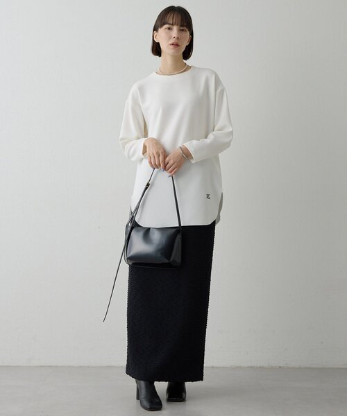 whim gazette ツイードスカート　ネイビー ウィムガゼット Whim Gazette 23SS ツイードニットスカート タイト