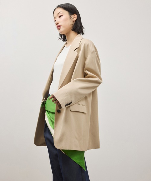 ADAM ET ROPE'（アダムエロペ）の「シルキーリラックスジャケット（テーラードジャケット・レディース・ベージュ/ブラック・38/36）」の9枚目の写真