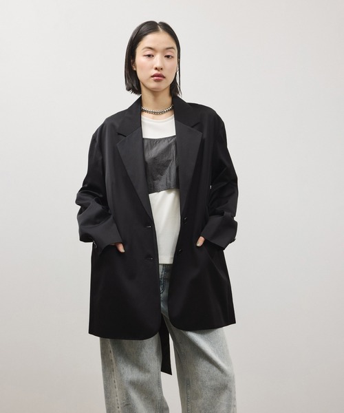 ADAM ET ROPE'（アダムエロペ）の「シルキーリラックスジャケット（テーラードジャケット・レディース・ベージュ/ブラック・38/36）」の13枚目の写真