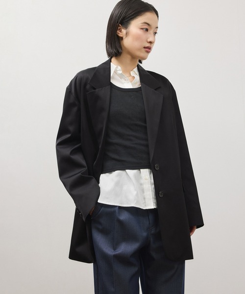 ADAM ET ROPE'（アダムエロペ）の「シルキーリラックスジャケット（テーラードジャケット・レディース・ベージュ/ブラック・38/36）」の14枚目の写真