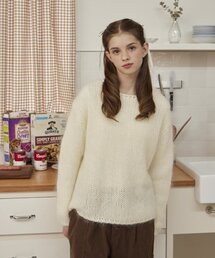 ヘアリーアルパカウールニットアイボリー