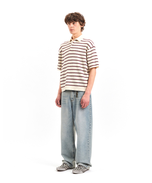 POKER FACE（ポーカーフェイス）の「CABLE RUGBY HALF SLEEVE KNIT RED STRIPE（ポロシャツ・レディース・その他・46/48/50）」の4枚目の写真