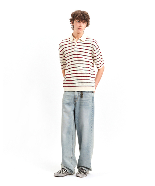 POKER FACE（ポーカーフェイス）の「CABLE RUGBY HALF SLEEVE KNIT RED STRIPE（ポロシャツ・レディース・その他・46/48/50）」の5枚目の写真